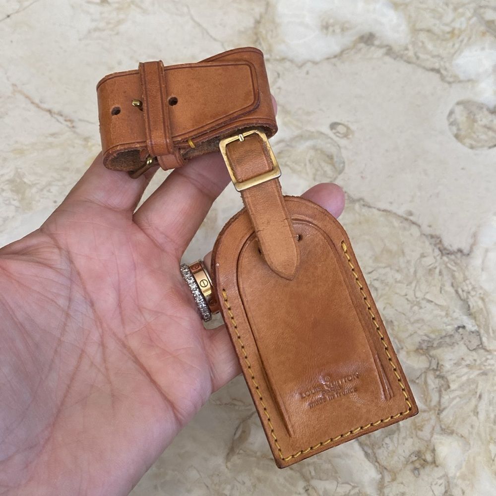 Vintage Louis Vuitton Vachetta Leather Luggage Tag & Poignet